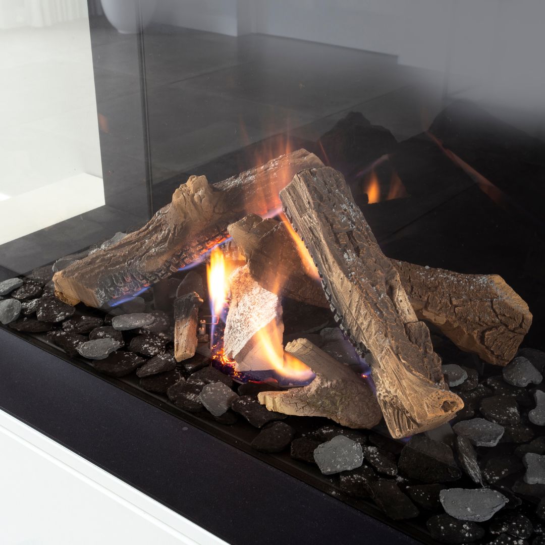 Professional gas fireplace installation in a cozy living room
