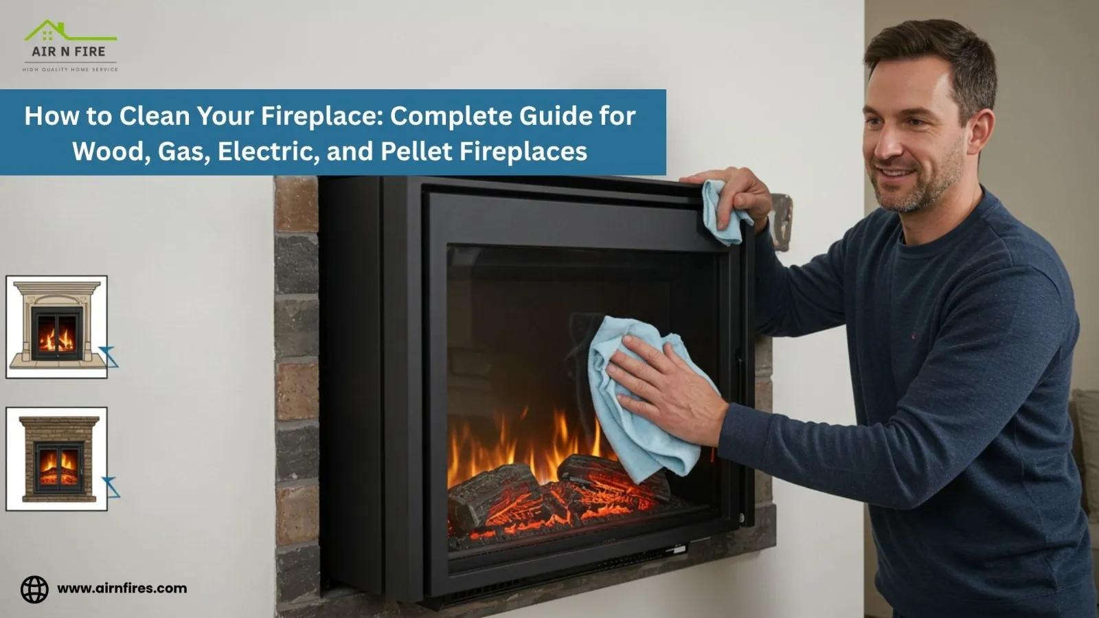 How to Clean Your Fireplace: Complete Guide for Wood, Gas, Electric, and Pellet Fireplaces